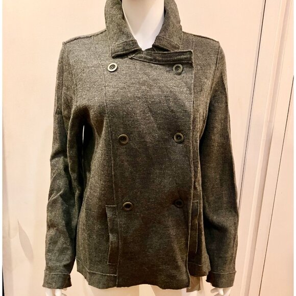 Eileen Fisher gray merino wool refined sweater jacket. L - Picture 2 of 5